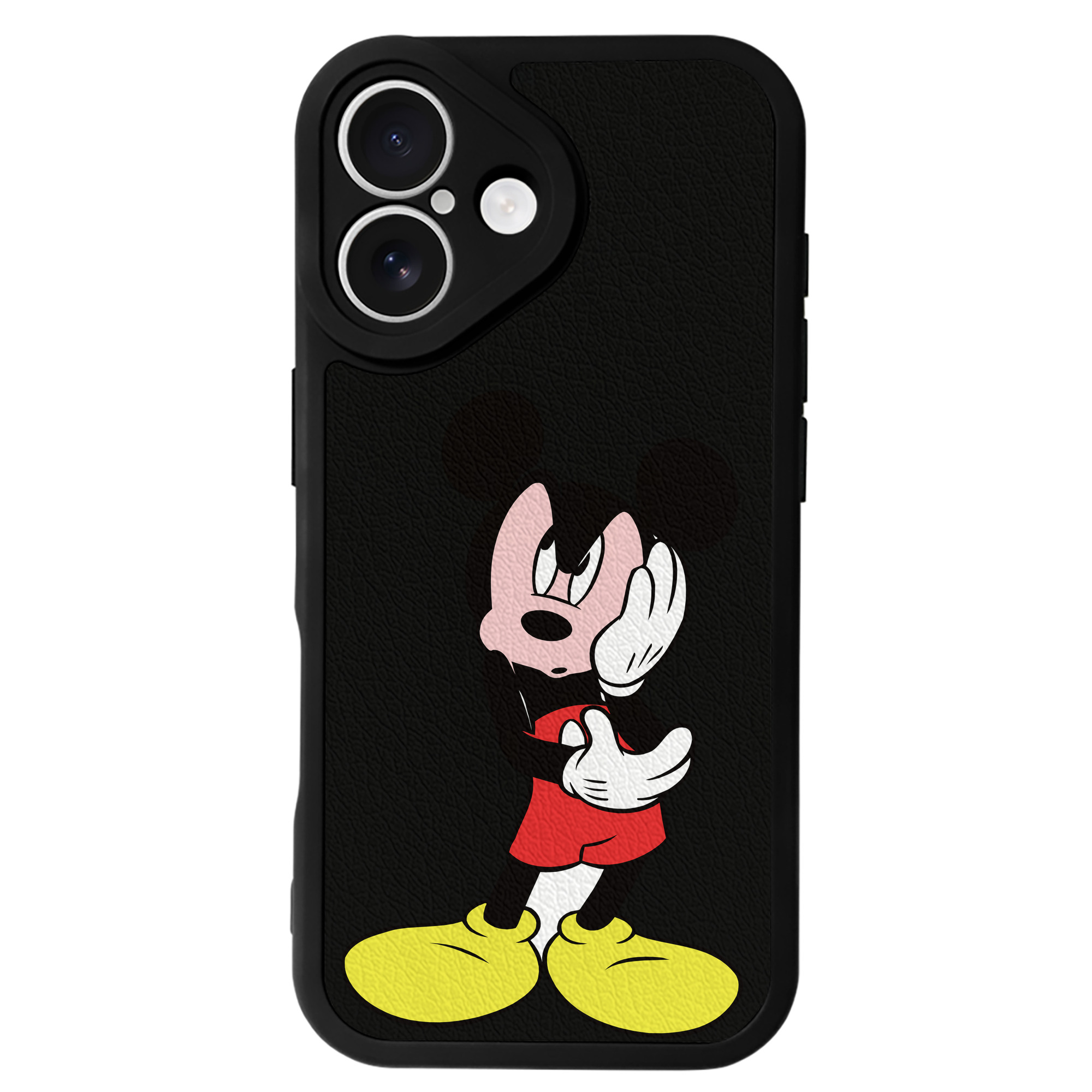 （画像用） ミッキーマウス Mickey Mouse 【iPhone 16シリーズ対応】シリコンスマホケース（レザー調） 材質：シリコン